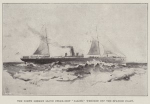 Det nordtyske Lloyd Steam-Ship Salier, vraket utenfor den spanske kysten